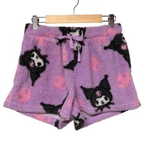 Kuromi Sherpa Lounge Shorts S/M Purple Skull Plush Fuzzy Kawaii Y2K Pastel Goth